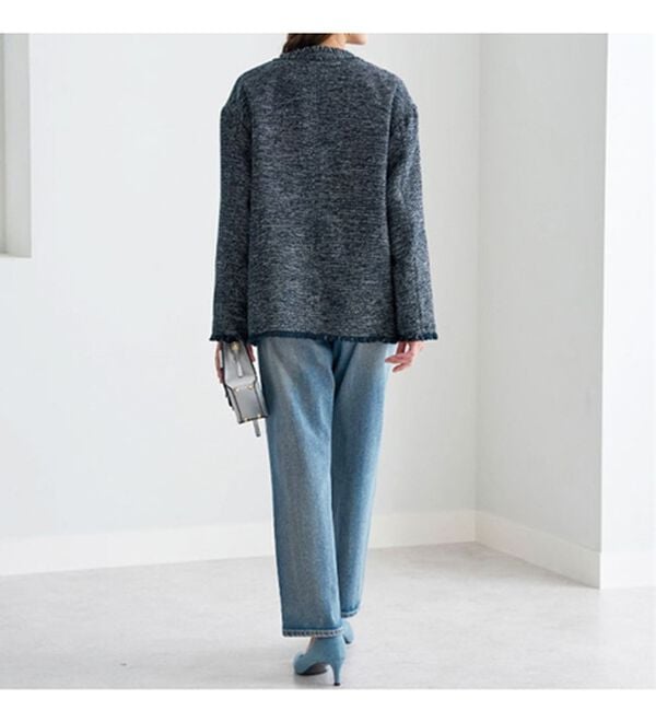 BELLUNA（ベルーナ）の「ツイード調素材フリンジ使いセットアップ（スカートスーツ）」｜詳細画像