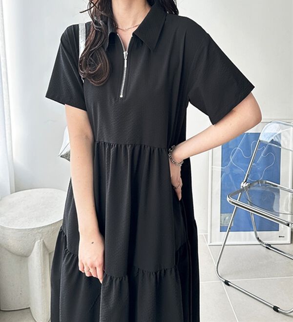 GeeRA（ジーラ）の「サッカーティアードハーフジップワンピース（その他ワンピース）」｜詳細画像