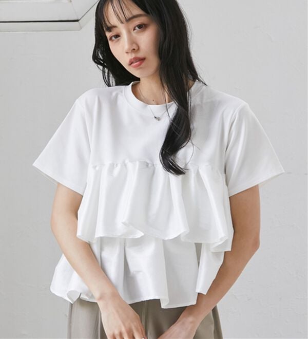 RANAN（ラナン）の「シャイニーフリルTシャツ（Tシャツ）」｜詳細画像