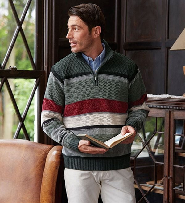 「＜コムルヴァン・オム＞モール切替ハーフジップセーター（メンズニット・セーター）」｜詳細画像