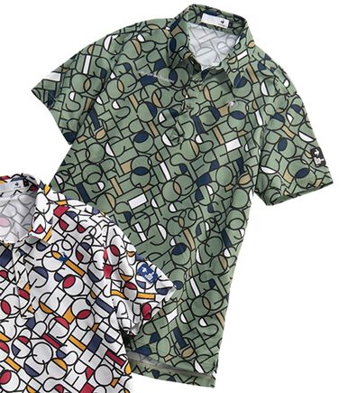 「＜ルコックスポルティフ＞カラーブロックグラフィック小柄半袖シャツ（メンズゴルフウェア）」