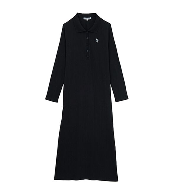 RANAN（ラナン）の「＜U.S.POLO ASSN.＞ポロ衿長袖リブワンピース（ロングワンピース）」｜詳細画像