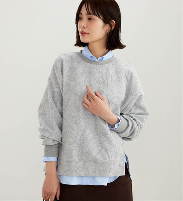 BELLUNA（ベルーナ）の「花柄ふくれジャカードプルオーバー（カットソー）」｜詳細画像