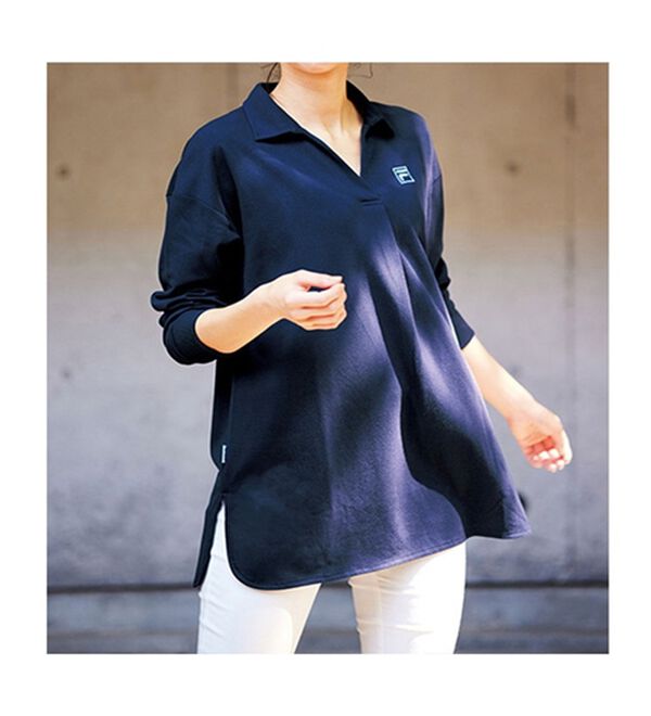 RANAN（ラナン）の「＜ＦＩＬＡ＞鹿の子チュニック長袖ポロシャツ（カットソー）」｜詳細画像