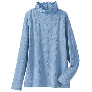 BELLUNA（ベルーナ）の「インナーで色差しジャカードプルオーバー（カットソー）」｜サックス