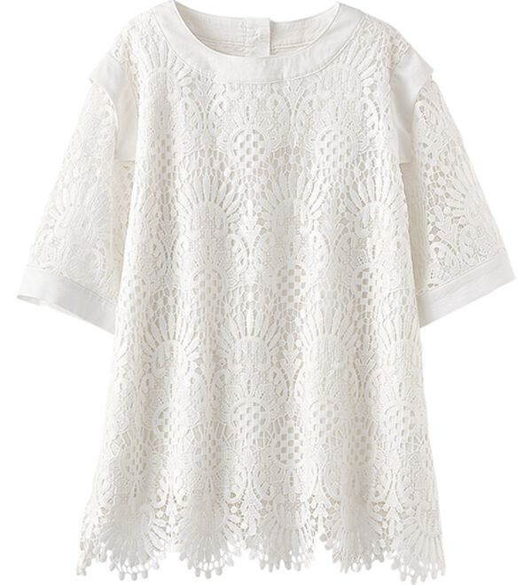 BELLUNA（ベルーナ）の「【Ｌａｇｒｉｌｕａ】華やかスカラップレースデザインブラウス（ブラウス）」｜オフ白