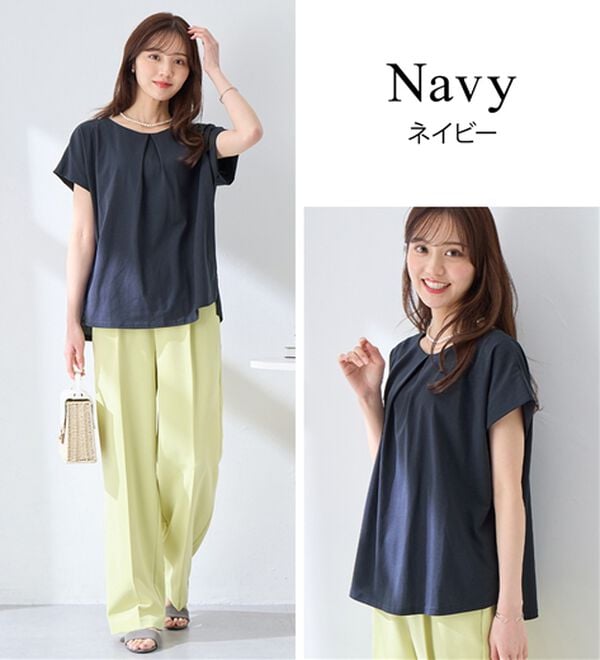 alotta（アロッタ）の「ひんやりタックデザインＴシャツ（カットソー）」｜詳細画像