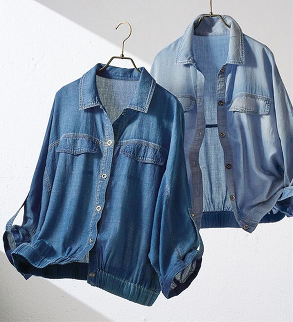 BELLUNA（ベルーナ）の「軽やかシアーデニム素材ドルマンジャケット（シャツ）」｜詳細画像