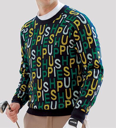 「＜ハッシュパピー・ゴルフ＞ターフに映える！総柄セーター（メンズニット・セーター）」