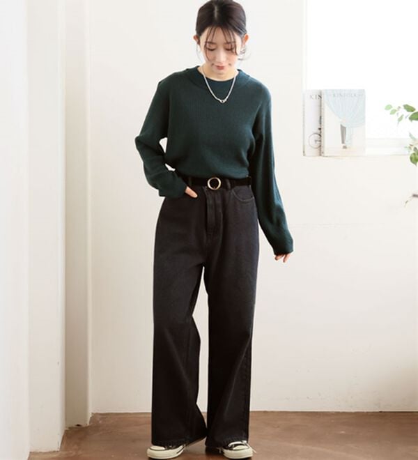 A HAPPY MARILYN（アハッピーマリリン）の「【ＬＬ～６Ｌ】＜新色追加＞Ｔシャツ感覚で着れるカメレオン級の着回しが叶うリブニット（ニット・セーター）」｜詳細画像