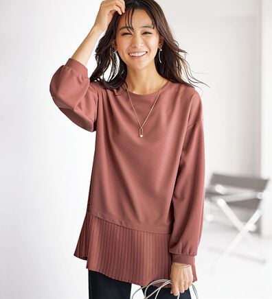 BELLUNA（ベルーナ）の「かのこ素材裾プリーツプルオーバー（カットソー）」