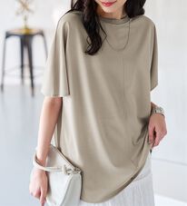 BELLUNA（ベルーナ）の「Ｔシャツ感覚なのにきちんとブラウス見え！カットジョーゼット半袖プルオーバー（カットソー）」