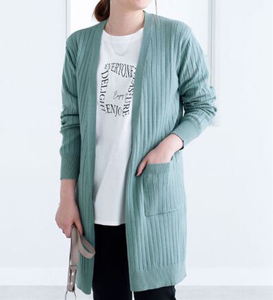 BELLUNA（ベルーナ）の「リブデザインロングカーディガン（ニットカーディガン）」