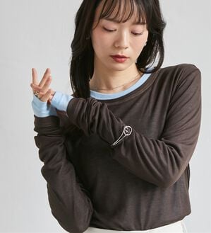 RANAN（ラナン）の「【2点セット】バイカラーシアーロンＴ（カットソー）」｜詳細画像