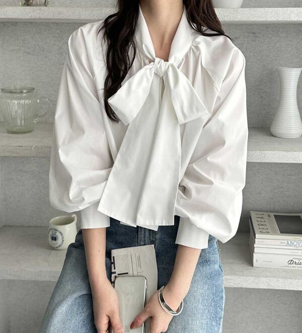 GeeRA（ジーラ）の「ボリュームボウタイブラウス（ブラウス）」｜詳細画像