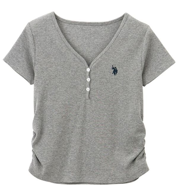 GeeRA（ジーラ）の「【U.S. POLO ASSN.】接触冷感Vネックヘンリーリブカットソー（カットソー）」｜詳細画像