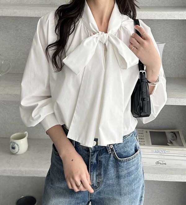 GeeRA（ジーラ）の「ボリュームボウタイブラウス（ブラウス）」｜詳細画像