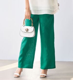 BELLUNA（ベルーナ）の「柔らか麻１００％イージーワイドパンツ（ワイドパンツ・ガウチョ）」｜詳細画像