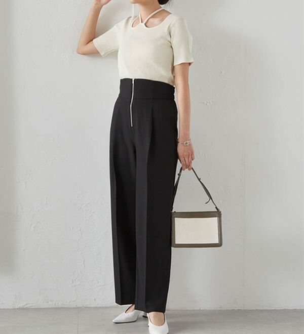 RANAN（ラナン）の「ハイウエストジップワイドパンツ（ワイドパンツ・ガウチョ）」｜詳細画像