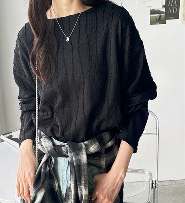 GeeRA（ジーラ）の「シャギージャカードボートネックカットソー（カットソー）」｜詳細画像