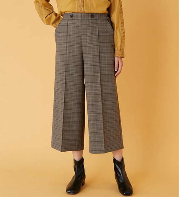 BELLUNA（ベルーナ）の「ウーリッシュ素材ウエスト釦ワイドパンツ（ワイドパンツ・ガウチョ）」｜詳細画像