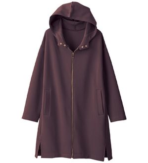 BELLUNA（ベルーナ）の「衿デザインツイルロングパーカー（パーカー）」｜ワイン