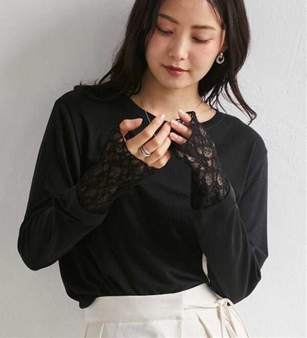 RANAN（ラナン）の「レイヤードスリーブロンＴＥＥ（カットソー）」｜ブラックレース