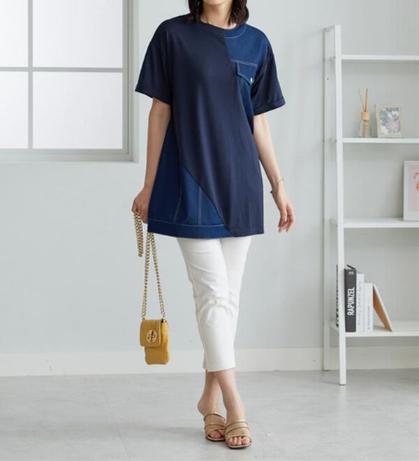 BELLUNA（ベルーナ）の「デニム切替デザインチュニック（チュニック）」｜詳細画像