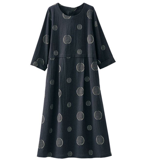 BELLUNA（ベルーナ）の「【２枚組】綿１００％素材切替デザインドットワンピース（チュニック）」｜詳細画像