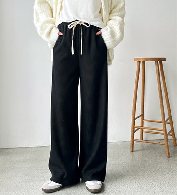 ふわふわあったか！裏起毛リブワイドパンツ - ベルーナ【公式】