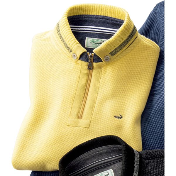 「＜クロコダイル＞裏起毛ジップ衿トレーナー（メンズトレーナー）」｜イエロー