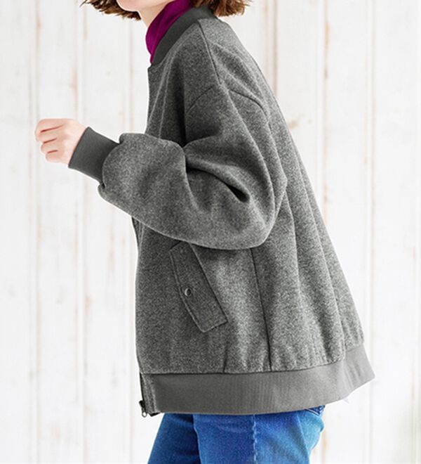 BELLUNA（ベルーナ）の「ウール調素材リブ切替ブルゾン（ブルゾン）」｜詳細画像