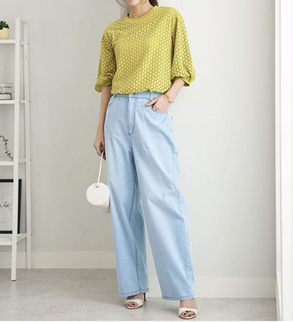 BELLUNA（ベルーナ）の「ストレッチレース使い美人顔プルオーバー（カットソー）」｜詳細画像