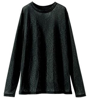 BELLUNA（ベルーナ）の「透けすぎない！シアー素材クルーネックプルオーバー（カットソー）」｜黒