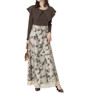 RANAN（ラナン）の「オパールフラワードッキングワンピース（ドッキングワンピース）」｜ブラウン系