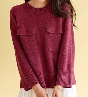 BELLUNA（ベルーナ）の「ポケット付ゆったりショートセーター（ニット・セーター）」｜詳細画像