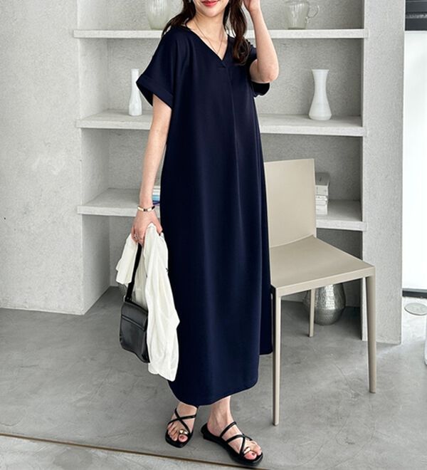 GeeRA（ジーラ）の「ひんやり快適！ジャカードスキッパーワンピ（カットソーワンピース）」｜詳細画像