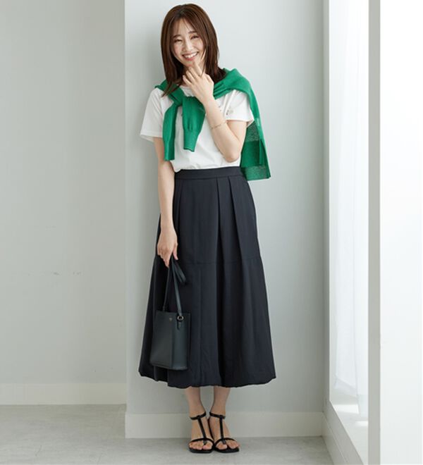 BELLUNA（ベルーナ）の「しぼ感素材バルーンスカート（ロングスカート）」｜詳細画像