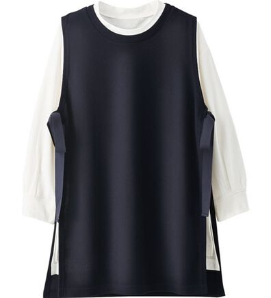 BELLUNA（ベルーナ）の「あぜ素材サイドリボンベストアンサンブル（アンサンブル）」