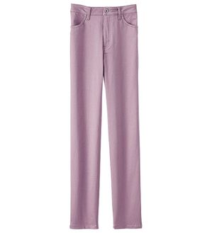 BELLUNA（ベルーナ）の「ヒンヤリ速乾！綿サテンストレッチカラーパンツ（フルレングスパンツ）」｜ラベンダー