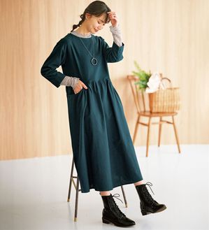 BELLUNA（ベルーナ）の「ゆったりギャザーポケット付ワンピース（その他ワンピース）」｜ターコイズ