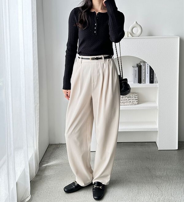 GeeRA（ジーラ）の「ミニケーブルヘンリーネックリブニット（ニット・セーター）」｜詳細画像