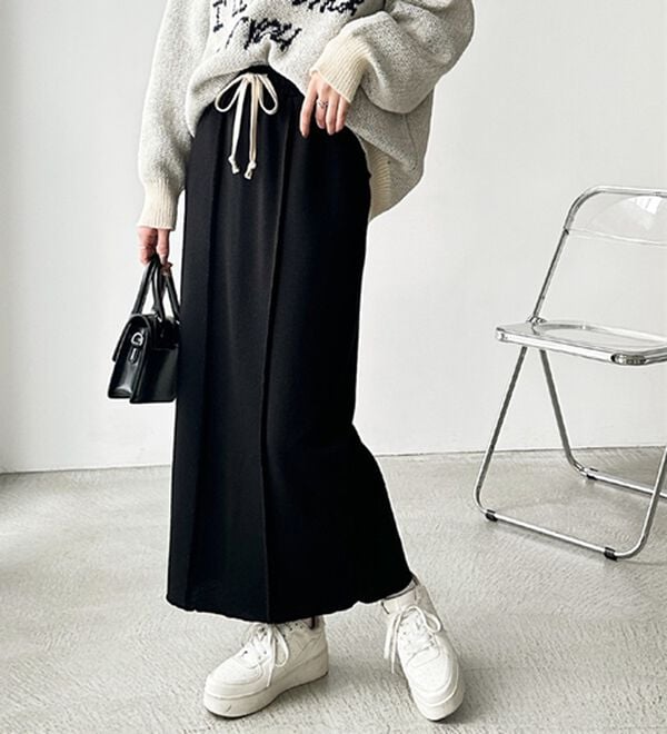 GeeRA（ジーラ）の「すっきり見え！フロントラインスウェットナロースカート（ロングスカート）」｜詳細画像