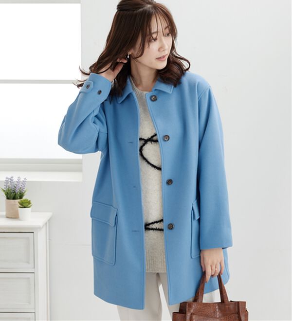 BELLUNA（ベルーナ）の「ウール調ステンカラーコート（ハーフコート）」｜詳細画像