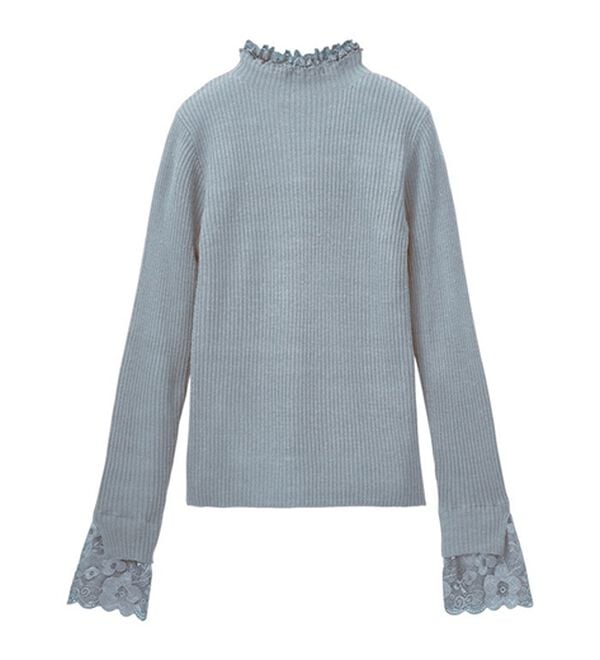 GeeRA（ジーラ）の「大人可愛い！レースが上品なハイネックニット（ニット・セーター）」｜詳細画像