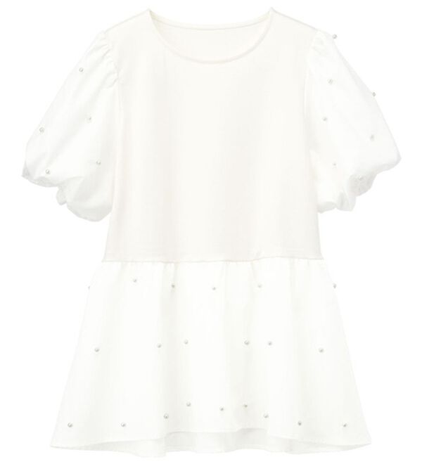 RANAN（ラナン）の「ひんやり！パール調ビーズ使いボリューム袖プルオーバー（カットソー）」｜詳細画像