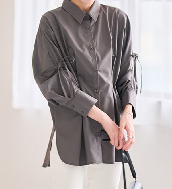 RANAN（ラナン）の「ウエストタック袖リボンシャツ（シャツ）」｜詳細画像