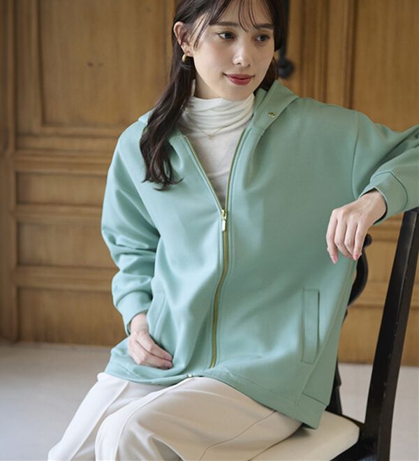 BELLUNA（ベルーナ）の「【快適Ｌａｂ．】とろみ素材裾タックパーカー（パーカー）」｜詳細画像