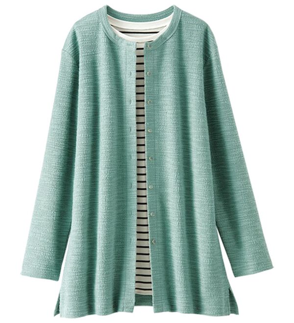 BELLUNA（ベルーナ）の「ツイード調カーデ&times;ボーダーアンサンブル（アンサンブル）」｜詳細画像