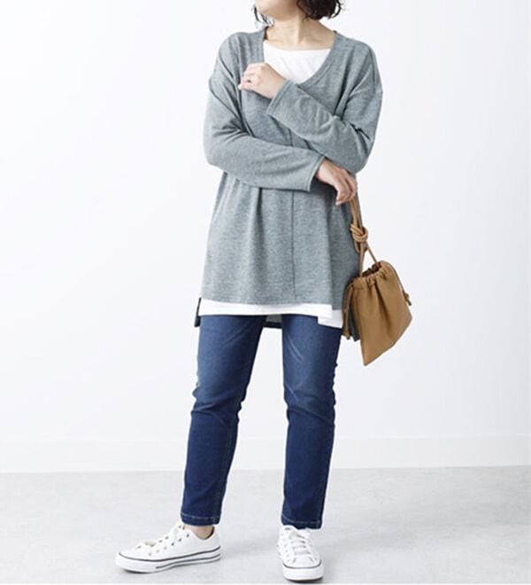 BELLUNA（ベルーナ）の「杢調素材レイヤード風チュニック（チュニック）」｜詳細画像